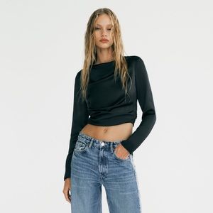 ZARA OPEN BACK SATIN EFFECT TOP
